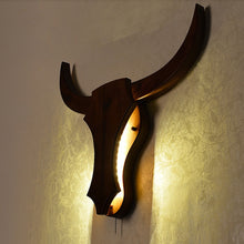Load image into Gallery viewer, Loft Industrial retro wood cow animal style wall lamps LED