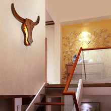 Load image into Gallery viewer, Loft Industrial retro wood cow animal style wall lamps LED