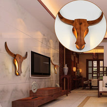 Load image into Gallery viewer, Loft Industrial retro wood cow animal style wall lamps LED