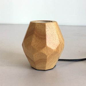 Modern Retro Mini Solid Wood Polyhedron Table Lamps