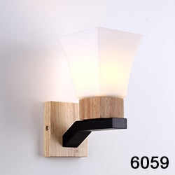 Nordic Solid Wood LED Wall Lamp